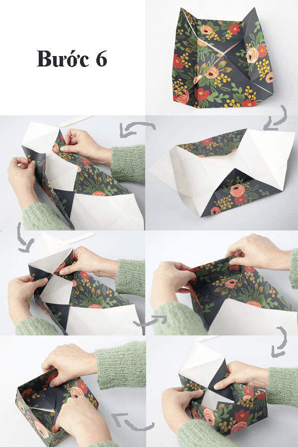 các bước gấp hộp giấy