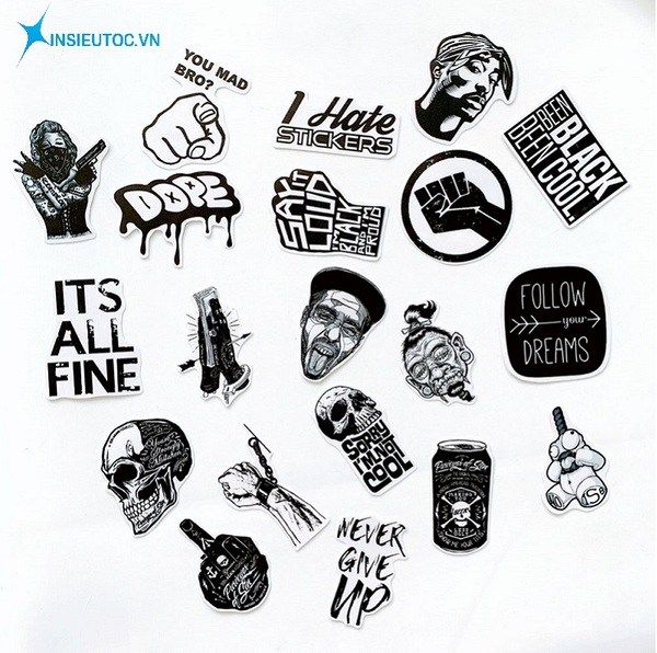 mẫu sticker dán tường đen trắng - In Siêu Tốc