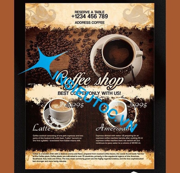 Tờ rơi caffe tối giản