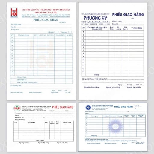 biểu mẫu phiếu giao hàng