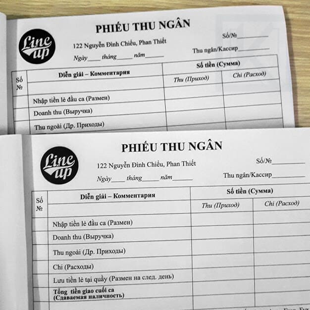 biểu mẫu phiếu thu ngân