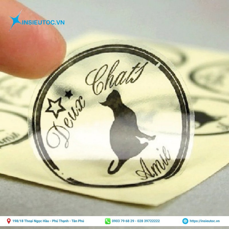 Mẫu decal nhựa trong họa họa tiết màu đen