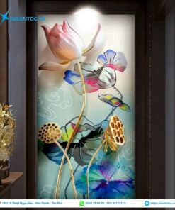 decal 3d hình hoa sen