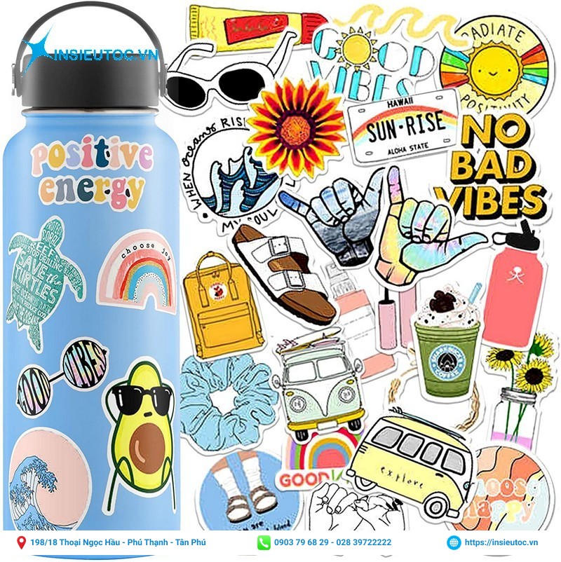 decal sticker nhựa dán chai nước