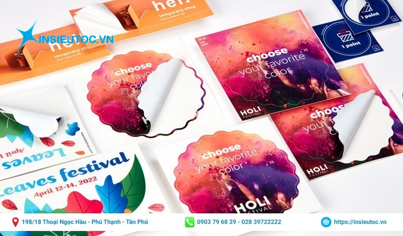 in decal nhựa trắng sữa nhiều màu sắc