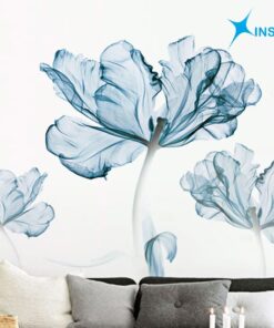 mẫu decal trang trí hoa xanh