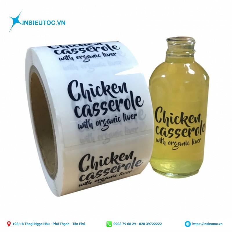 Decal trong dạng cuộn dán lên bao bì