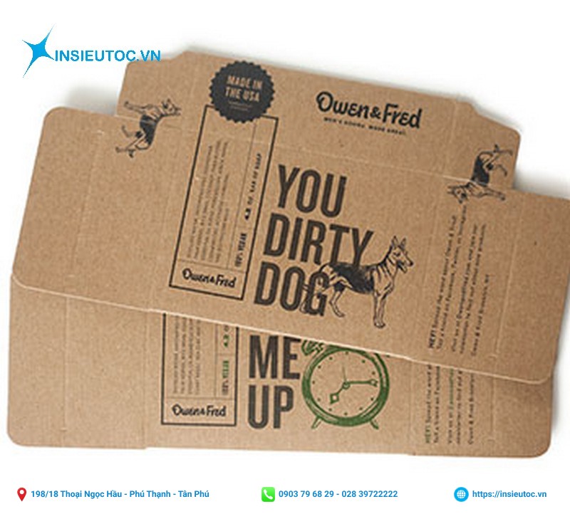 Mẫu in đen trắng trên hộp giấy kraft