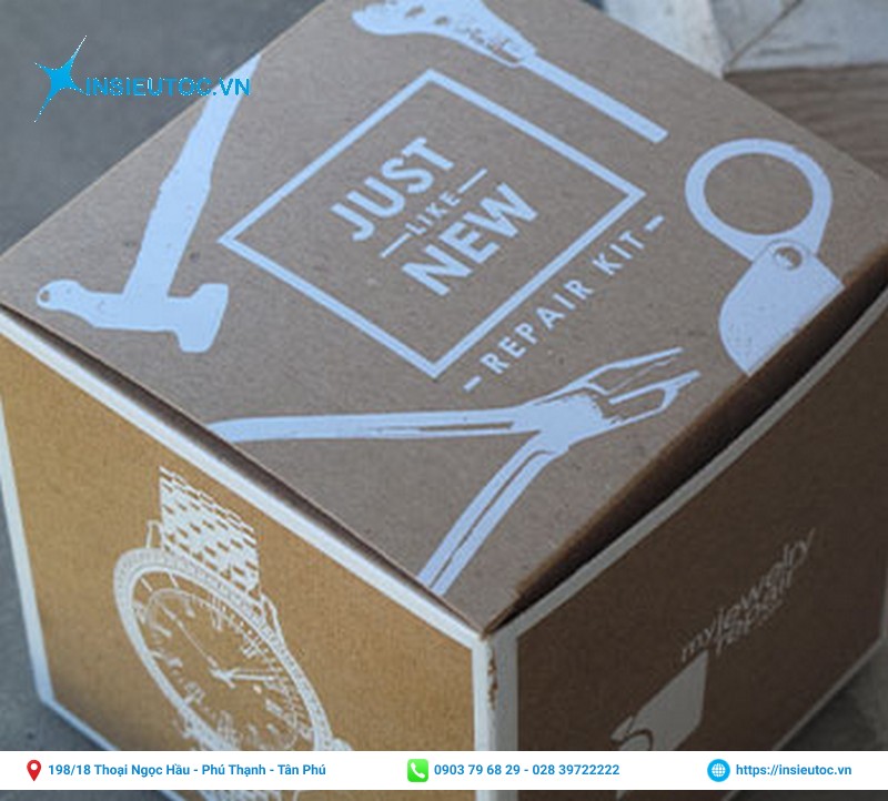 Hộp giấy kraft in chữ trắng