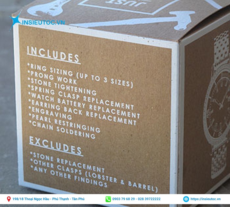 Mẫu hộp giấy kraft in chữ trắng