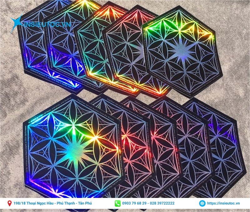 tem hologram 7 màu hình lục giác