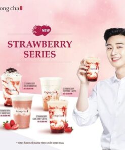 tờ rơi trà sữa strawberry