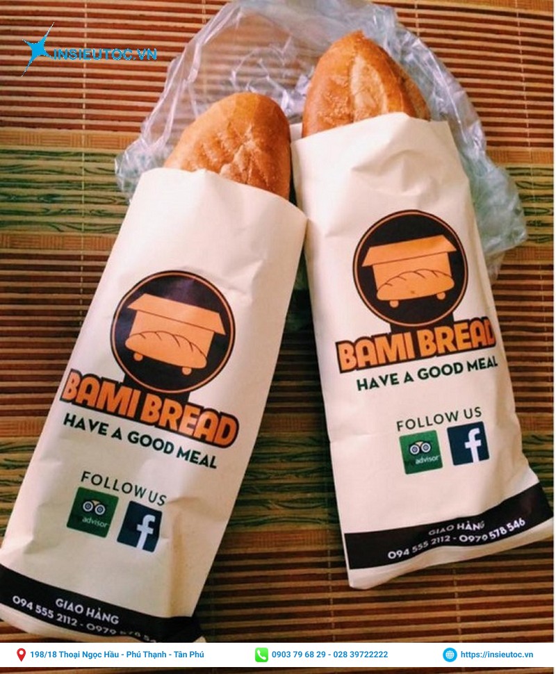 Túi giấy bánh mì in thương hiệu rõ ràng, nổi bật