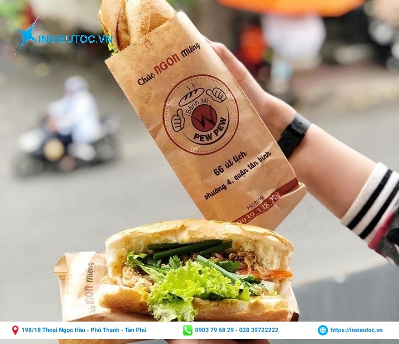 túi giấy kraft màu vàng đựng bánh mì