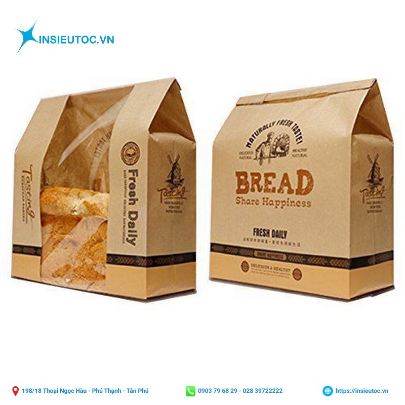 Túi giấy đựng bánh mì đẹp, thiết kế bắt mắt
