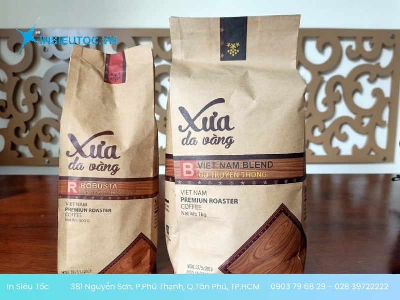 túi giấy kraft trơn in họa tiết