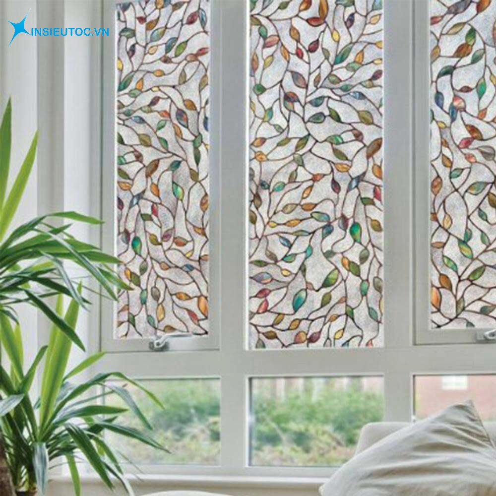 Mẫu decal hoa lá trang trí cửa sổ, làm giảm ánh sáng tự nhiên