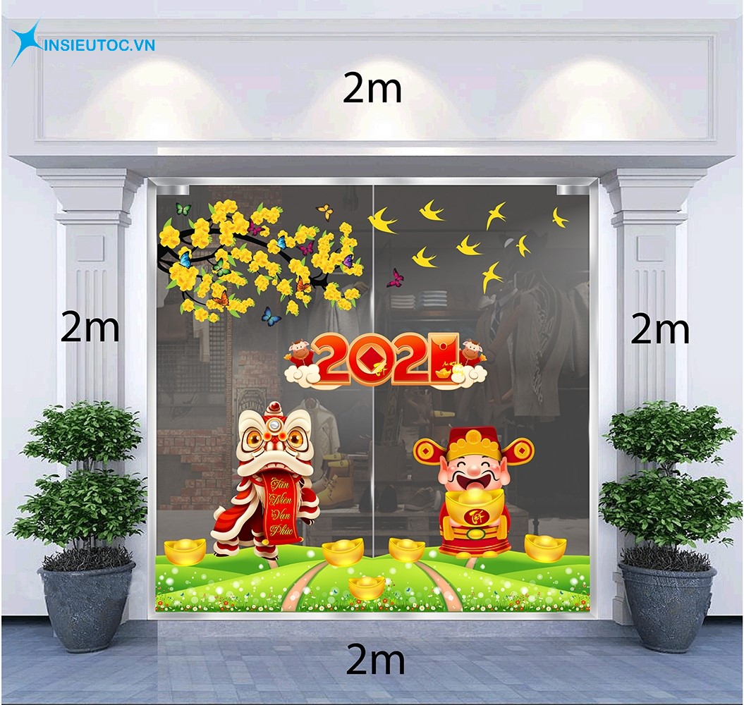 Mẫu decal trang trí tết