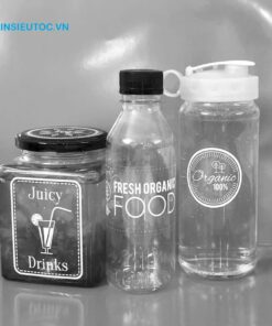 Mẫu decal trong dán trên chai lọ