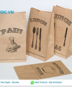 Túi giấy kraft đựng bánh mì mặn, ngọt