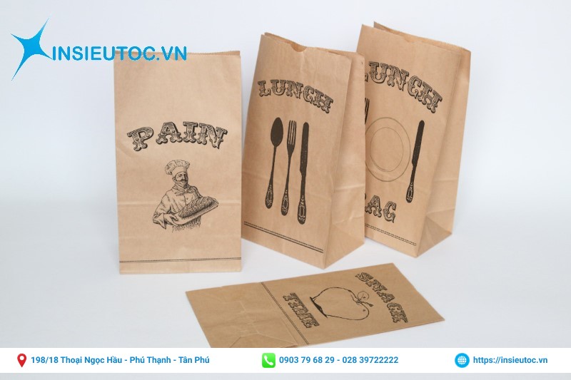 Túi giấy kraft đựng bánh mì mặn, ngọt