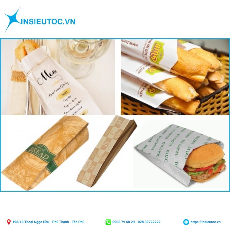 Mẫu túi giấy đựng bánh mì phổ biến