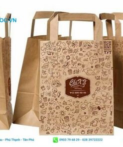 Túi xách giấy kraft sử dụng quai cầm bản to bằng giấy