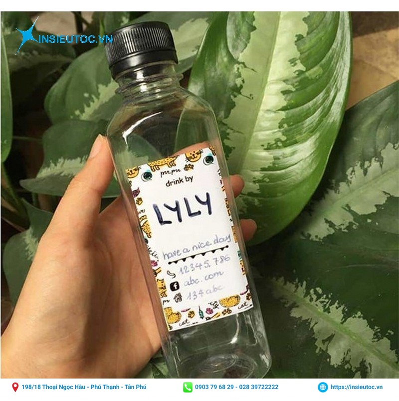 dán decal giấy lên chai lọ