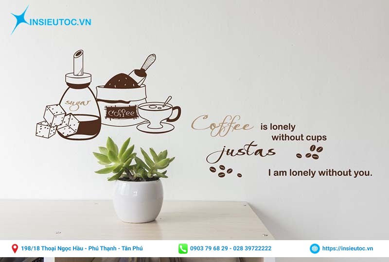 in decal dán tường quán cafe đẹp
