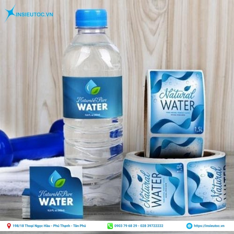 in nhãn dán chai nước suối