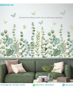 decal trang trí tường hình hoa lá