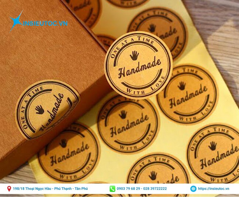 decal tem nhãn giấy kraft
