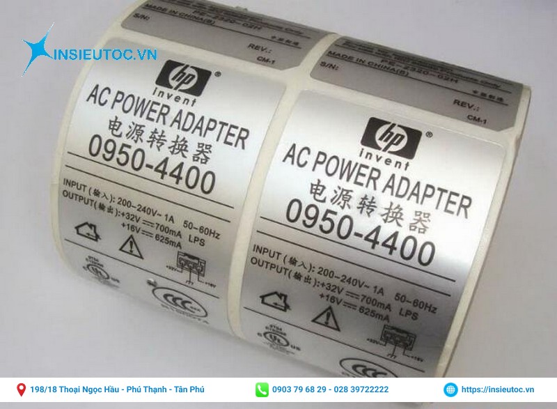 nhãn phụ chất liệu bạc