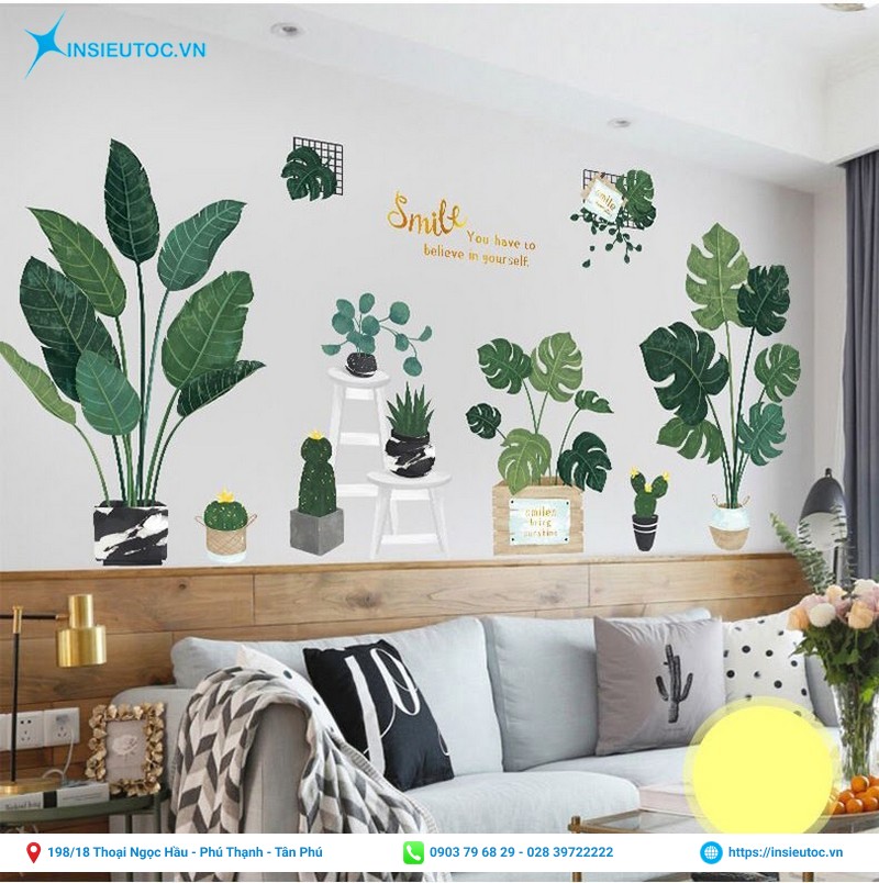 dán decal phòng khách