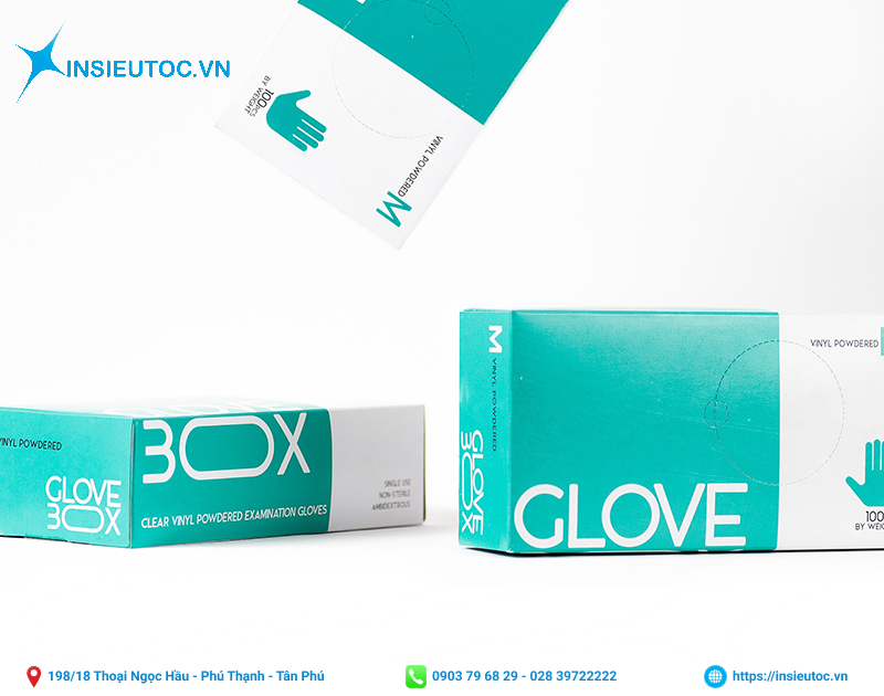 in hộp giấy với số lượng ít cho công ty sản xuất găng tay