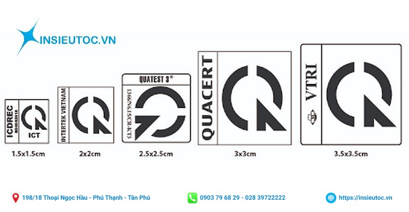 những kích thước phổ biến của tem nhãn hợp quy