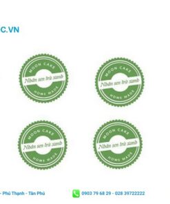 tem bánh in màu xanh bắt mắt