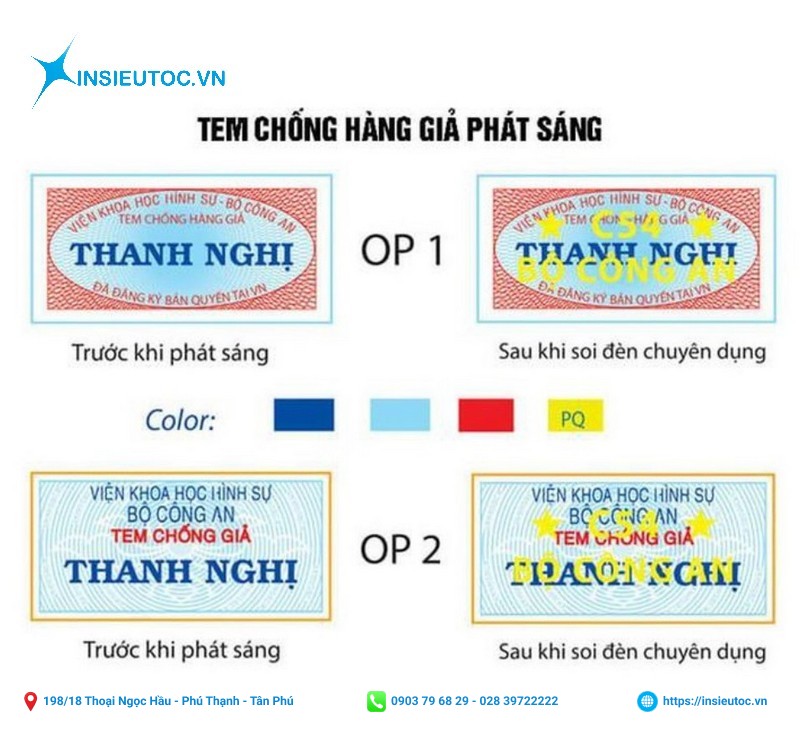 tem nhãn chống hàng giả sử dụng công nghệ phát sáng