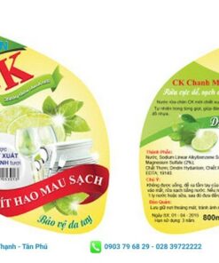 nhãn tem dán chai nước rửa chén