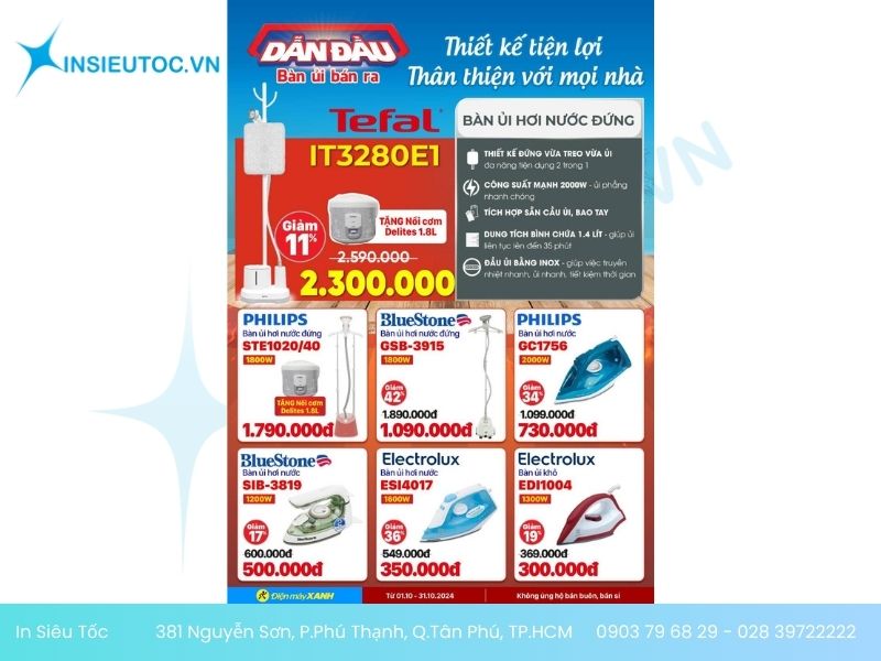 địa điểm in tờ rơi điện máy xanh