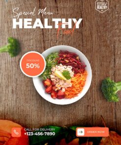 tờ rơi quảng cáo món ăn healthy