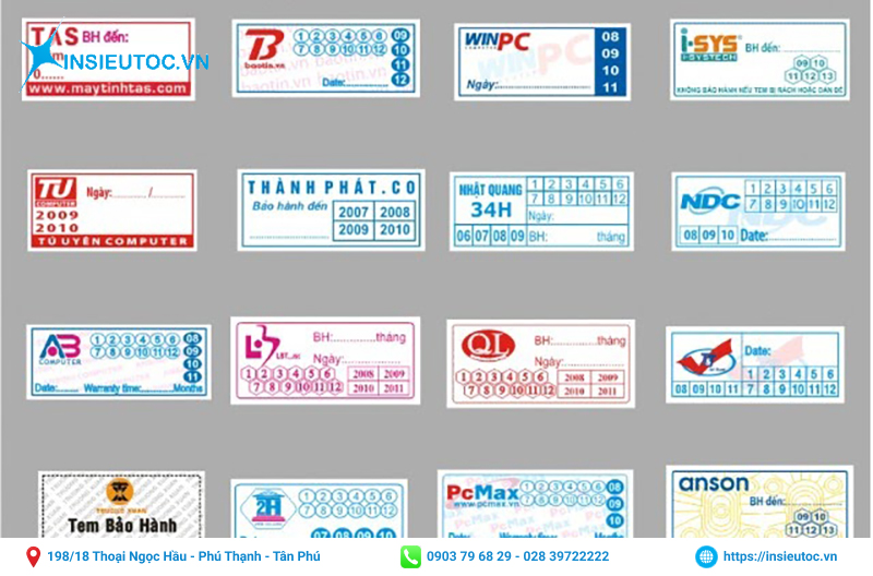 Các mẫu tem nhãn dạng hình chữ nhật