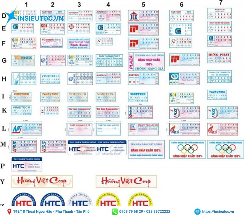 Các mẫu tem vỡ dành cho doanh nghiệp