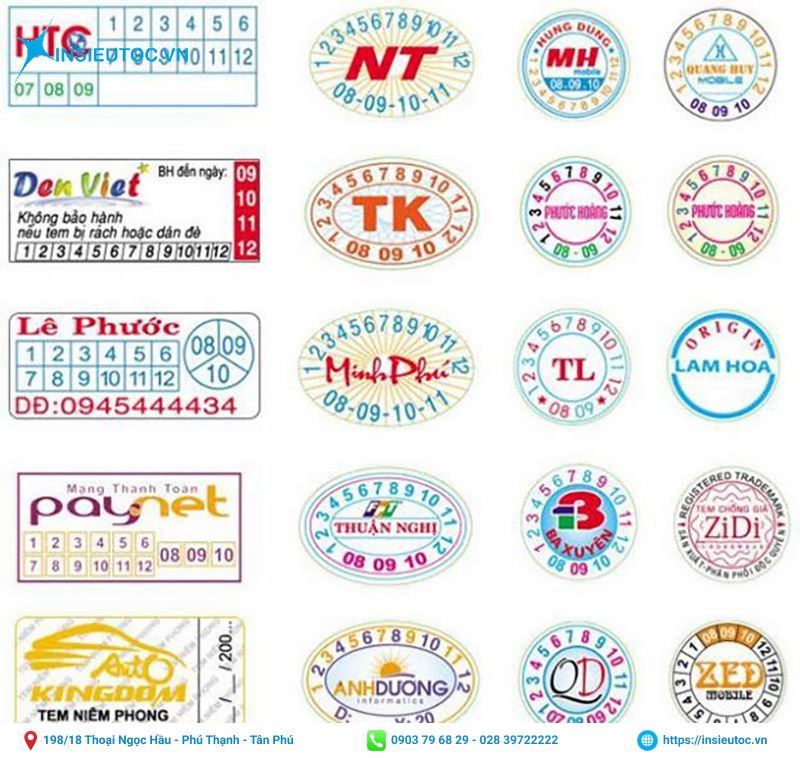 Hình dạng phổ biến của các loại tem nhãn