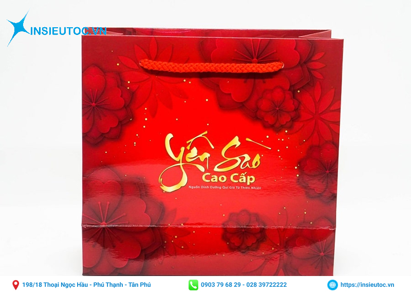 Mẫu túi đựng yến sào có họa tiết bông hoa bắt mắt