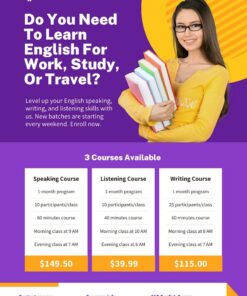 tờ rơi khóa học trung tâm english