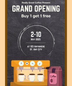 thiết kế tờ rơi thông báo giờ mở cửa quán coffee