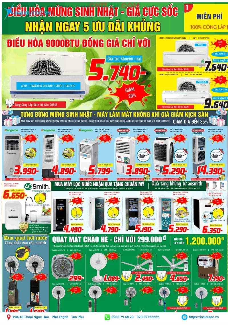 đầy đủ các sản phẩm trên tờ rơi