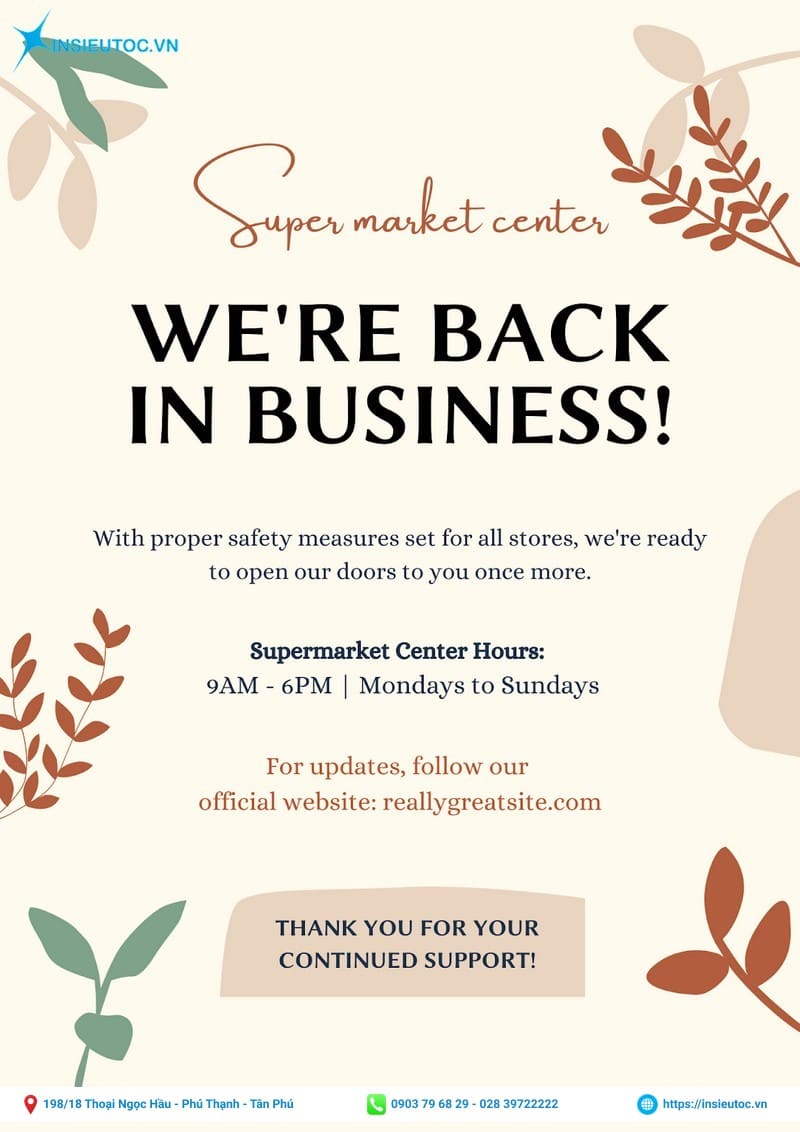 thông báo hoạt động siêu thị