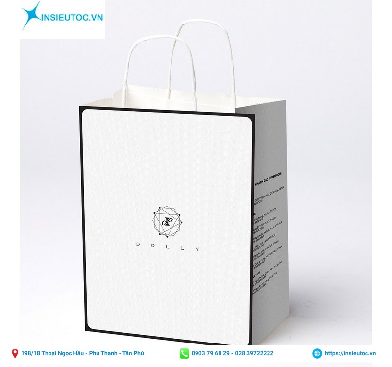 túi giấy hình hộp màu trắng